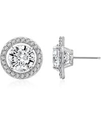 Diamonbliss - Floating Stone Halo Stud Earrings, Three And Half Carats, Platinum - Lyst