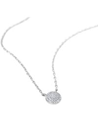 Diamonbliss - Round Shape Pave Dainty Necklace, Platinum - Lyst