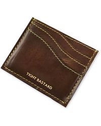 VIDA VIDA - Tan Leather Wave Card Holder With Yellow Contrast Stitch- Tight Bastard - Lyst