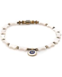 Ebru Jewelry - Pearl Evil Eye Beaded Anklet - Lyst