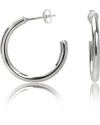 The Jewellery Store London - Plain Open Hoops Stud Earrings - Lyst