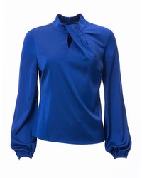 Carloslines - Draped Mock Neck Long Sleeve Shirt - Lyst