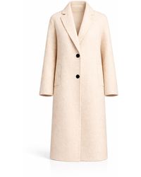 Tantra Spain Sl - Neutrals Wool Coat With Lapels, Button Closure, And Side Pockets - Lyst
