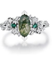 Azura Jewelry New York - Briar Meadow Moss Agate Ring Vermeil - Lyst