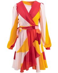 Framboise - Yvette Short Silk Print Dress - Lyst