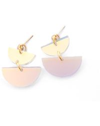 By Chavelli - Neutrals Twin Luna Half-Moon Dangly Earrings - Lyst
