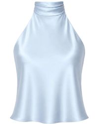 Lily Rou - Sky Halter-Neck Silk Top - Lyst