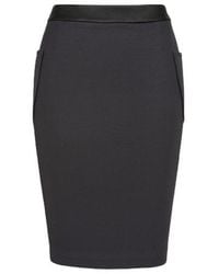 Conquista - Knee-Length Punto Di Roma Skirt With Faux Leather Detail - Lyst
