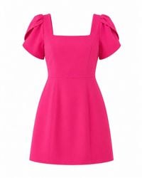 Girl In Mind - Reeve Square Neck Mini Dress Fuschia - Lyst