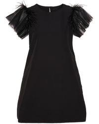 concept A trois - Short A Line Dress With Winged Tulle Sleeves - Lyst