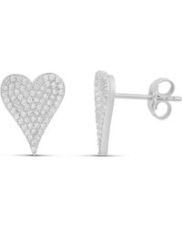 SHYMI - Elongated Large Pave Heart Studs - Lyst