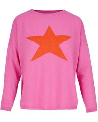 At Last - Cashmere Mix Sweater In Pink With Orange Star - Lyst