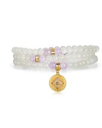 Aurozia - Five Elements Metal Vermeil Color Healing Moonstone Aura Pendant Three Layered Crystal Bracelet & Necklace - Lyst