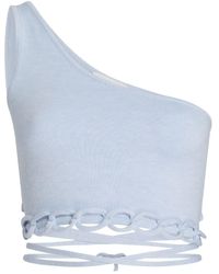 MNK Atelier - Chained Detail Silk Blend Knitted One Shoulder Crop Top - Lyst