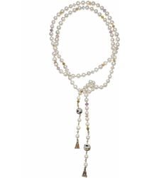 Farra - Freshwater Pearls With Rhinestones Bordered Tourmaline Multi-way Open Ended Necklace - Lyst