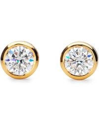 Augustine Jewels - Delicate Round Shaped Diamond Stud Earrings Bezel Set - Lyst