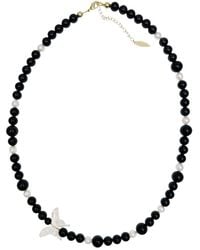 Farra - Obsidian With Butterfly Charm Statement Necklace - Lyst