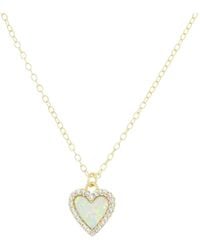 KAMARIA - Mini Opal Heart Necklace With Crystals - Lyst