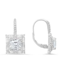 Kylie Harper - Asscher Cut Halo Diamond Cz Leverback Earrings - Lyst