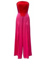 Imaatu - Shield Fuchsia Silk Alcantara Corset Jumpsuit – Luxury Wide-Leg - Lyst