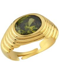 LINYA JEWELLERY - Lyra Oval Crystal Stone Little Finger Knight Ring - Lyst