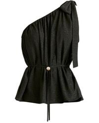 Paisie - Sparkled One Shoulder Bow Top - Lyst