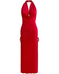 Why Mary - Venus Cowl Neck Halter Bamboo Jersey Maxi Dress - Lyst
