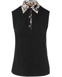 Conquista - Silk Blend Sleeveless Top With Polo Collar - Lyst