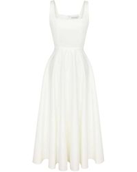 POST MERIDIEM - Strap Decorated Bodice Midi Dress - Lyst
