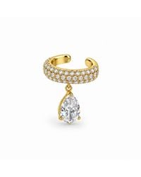 Jagged Halo Jewelry - Bombshell Pear-Shaped Cz Drop Ear Cuff Plated Stainless Steel - Lyst