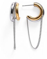 Miss Cecilia - Double Tone Chain Hoop Earrings - Lyst