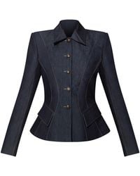 Tia Dorraine - Hourglass Denim Blazer Jacket – Dark - Lyst