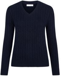 Paul James Knitwear - S Cotton Talulah Cable V Neck Jumper - Lyst