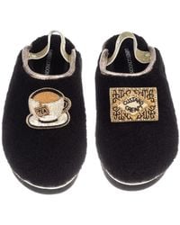 Laines London - Flatform Cloud Closed Toe Slippers With Tea & Biscuit Brooches - Lyst