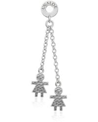 Unaloe - Sterling Hammered Double Chain Drop Earrings With Family Charms Jewelry - Lyst