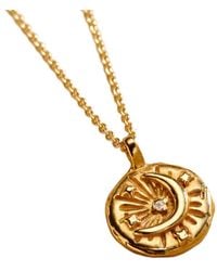 Posh Totty Designs - Plated Diamond Moon Disc Necklace - Lyst