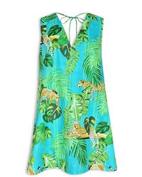 Pick Happy - V-Neck Petite Cotton Dress Caribbean Leopard - Lyst