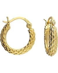 Harfi - Elegant Plated Basket Weave Hoop Earrings - Lyst