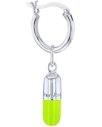 True Rocks - Mini Pill Charm On Silver Hoop In Neon Green & Sterling Silver - Lyst