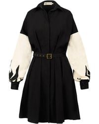 ALINA CERNĂTESCU - Neutrals Avril Cotton Mini Daywear Office Embroidered Dress - Lyst