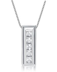 Genevive Jewelry - Sterling Cubic Zirconia Multi Square Frame Necklace - Lyst