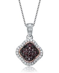 Genevive Jewelry - Sterling Dark Cubic Zirconia Pendant Necklace - Lyst