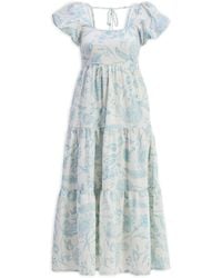 REISTOR - Puff Sleeve Tiered Maxi Dress - Lyst