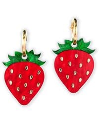 By Chavelli - Strawberry Dangly Hoop Earrings - Lyst