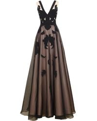 ALINA CERNĂTESCU - Neutrals Tale And Silk Midi Dress Handcrafted Embroidery For Eveningwear - Lyst