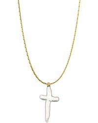Mickey's Girl - Pearl Cross Waterproof Necklace - Lyst