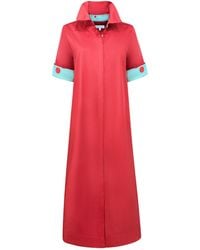 Perlavera - Conty Bloody Satin With Printed Combo Short Sleeve Length Missy Fit Maxi Dress - Lyst
