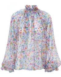 Sofia Tsereteli - Watercolour Print Chiffon Blouse - Lyst