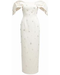 Gushka - Ivory Crystal And Pearl Embellished Gown - Lyst