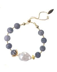 Farra - Agate With Baroque Pearl Adjustable Bracelet - Lyst